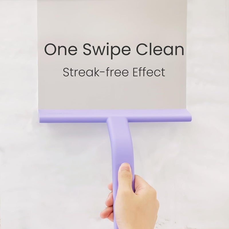 dancemoon JustHang Shower Squeegee for Glass Doors, All-One-Piece Silicone with Built-in Hook Design for Easy Hanging, Household Window Mirror Squeegee for Bathroom, Glass, Kitchen, Tile Wall, Car - Image 3